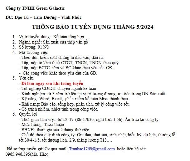 công ty TNHH green galactic làm tại tam dương vĩnh phúc.
công ty chuyên sản xuất cửa thép vân gỗ image