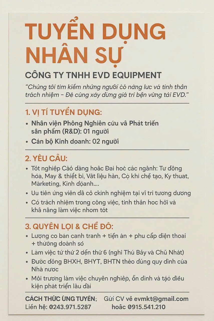 công ty TNHH evd equipmet 
công ty chuyên buôn bán thiết bị máy máy hàn. image
