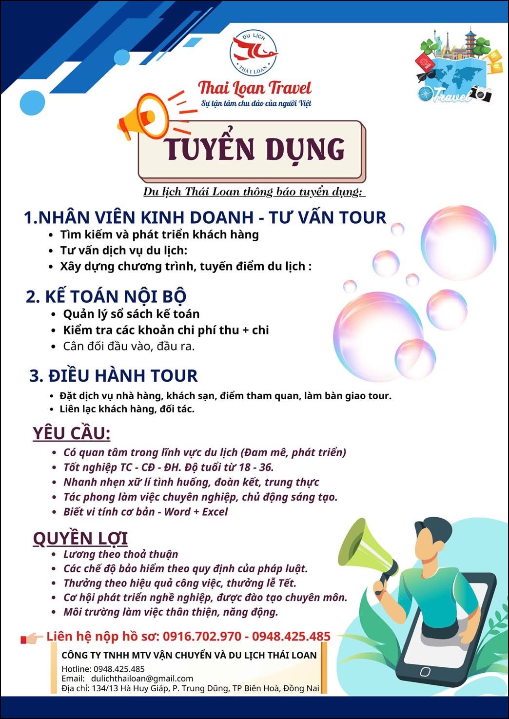 công ty TNHH MTV vận chuyển và du lịch thái loan
công ty chuyên tổ chức các dịch vụ tuor du lịch.
 image