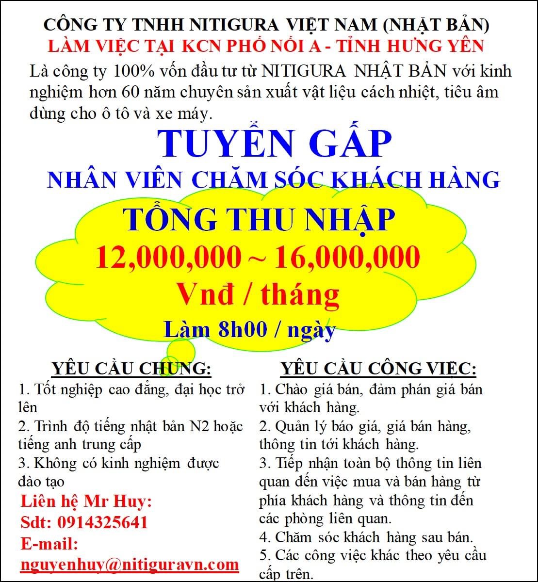 công ty TNHH nitigura việt nam.
công ty có 100% vốn nhật bản.
chuyên sản xuất vật liệu cách nhiệt, tiêu âm cho ống xả ô tô, xe máy image