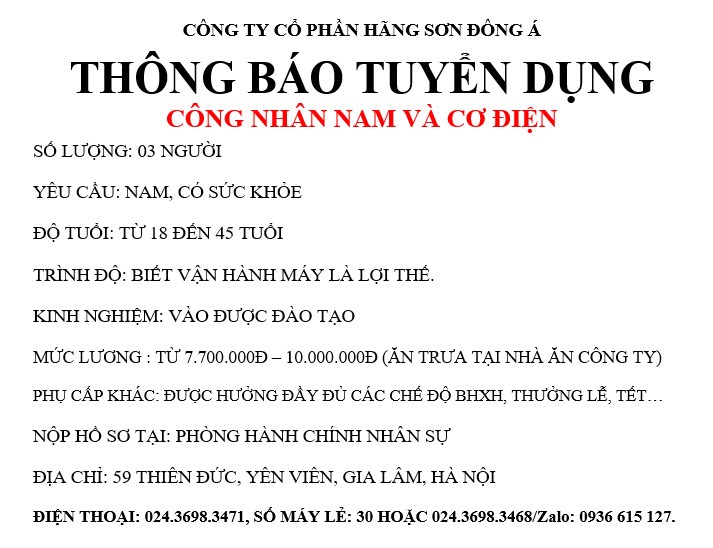 hãng sơn đông á.
là đơn vị tiên phong trong lĩnh vực sơn nước ở việt nam image