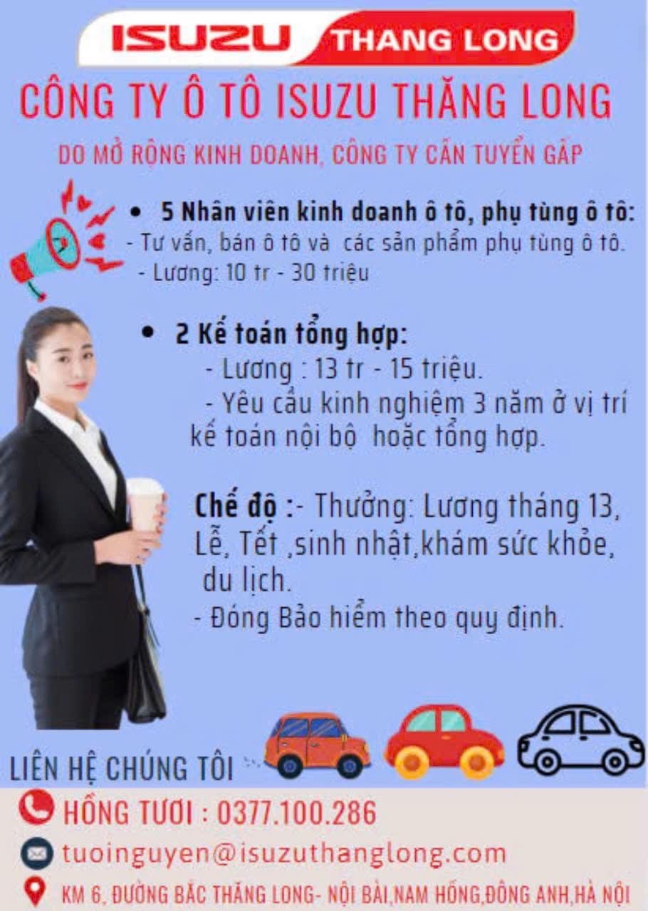 công ty ô tô isuzu thăng long hình ảnh tuyển dụng