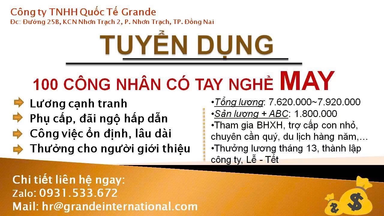 công ty TNHH quốc tế grande
công ty có 100% vốn đài loan
chuyên sản xuất hàng bảo hộ thể thao. image