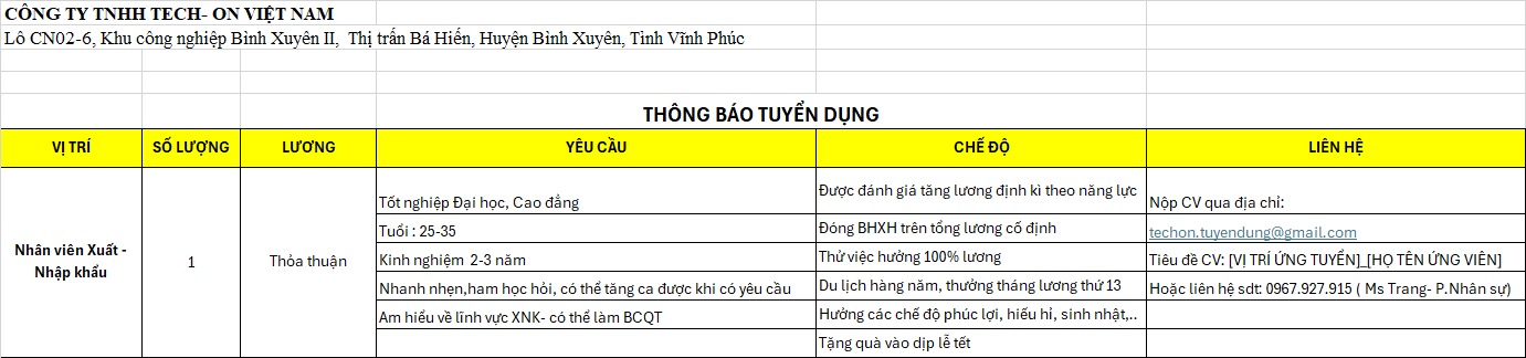 công ty TNHH tech on việt nam
công ty có 100% vốn hàn quốc
chuyên sản xuất bản mạch điện tử image