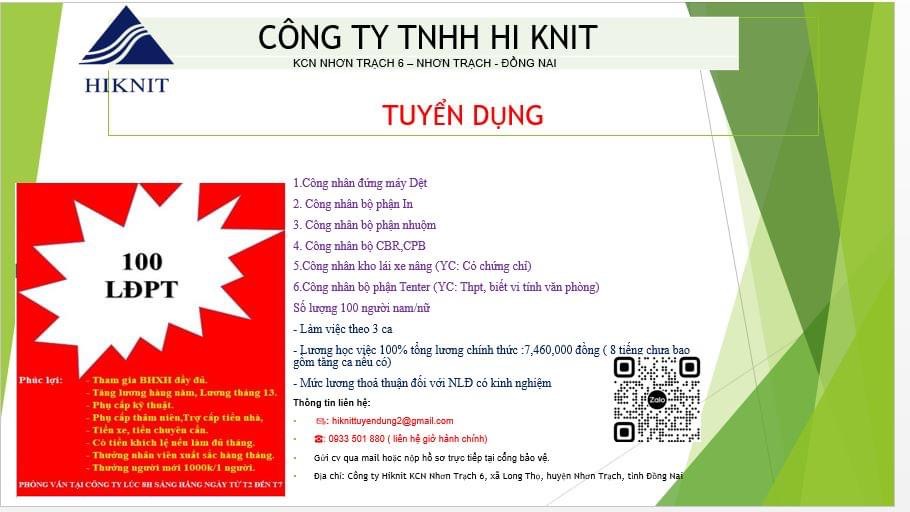 công ty TNHH hi knit
công ty có 100% vốn nước ngoài.
chuyên sản xuất vải dệt thoi image