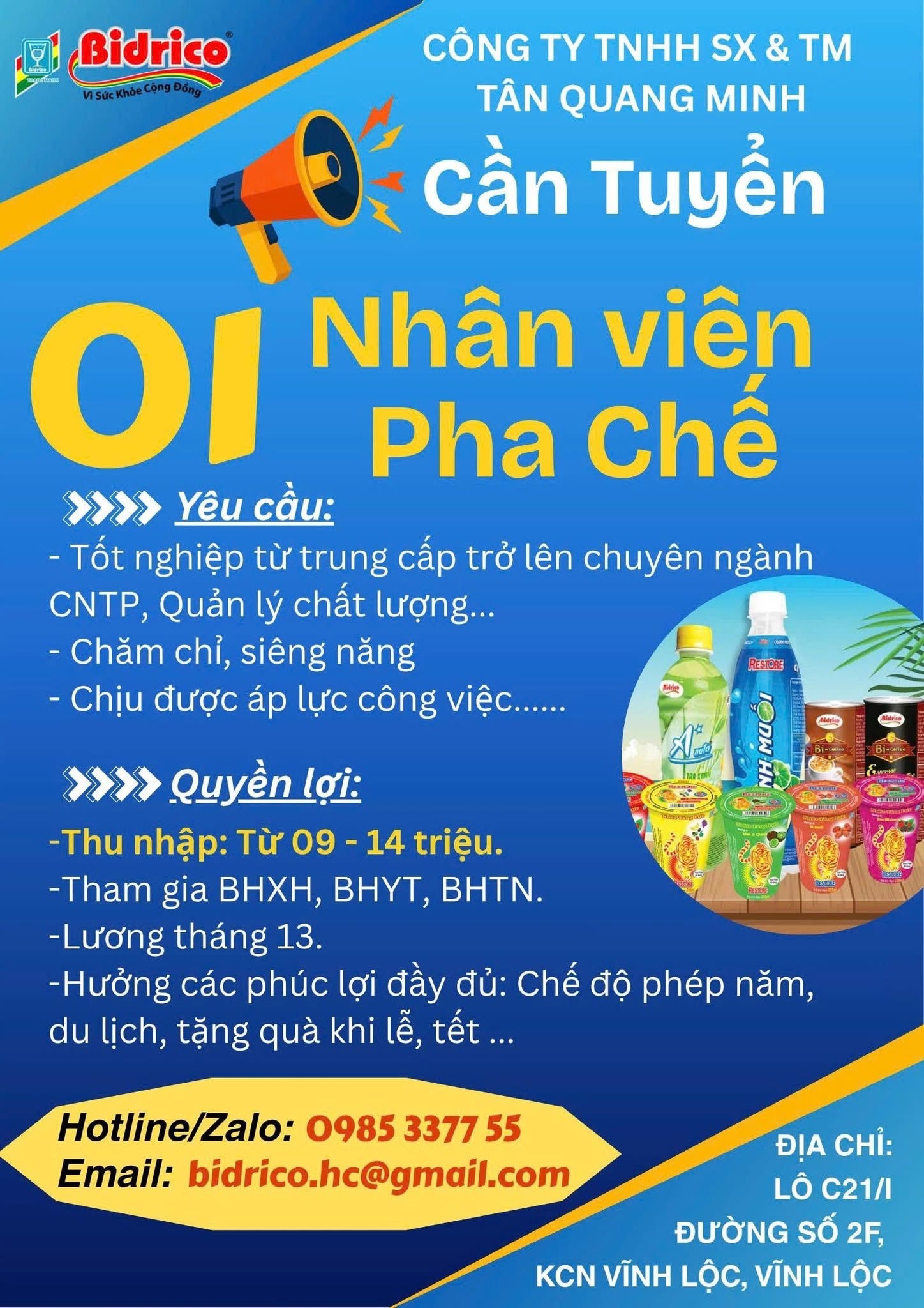 công ty TNHH sản xuất và thương mại tân quang minh hình ảnh tuyển dụng