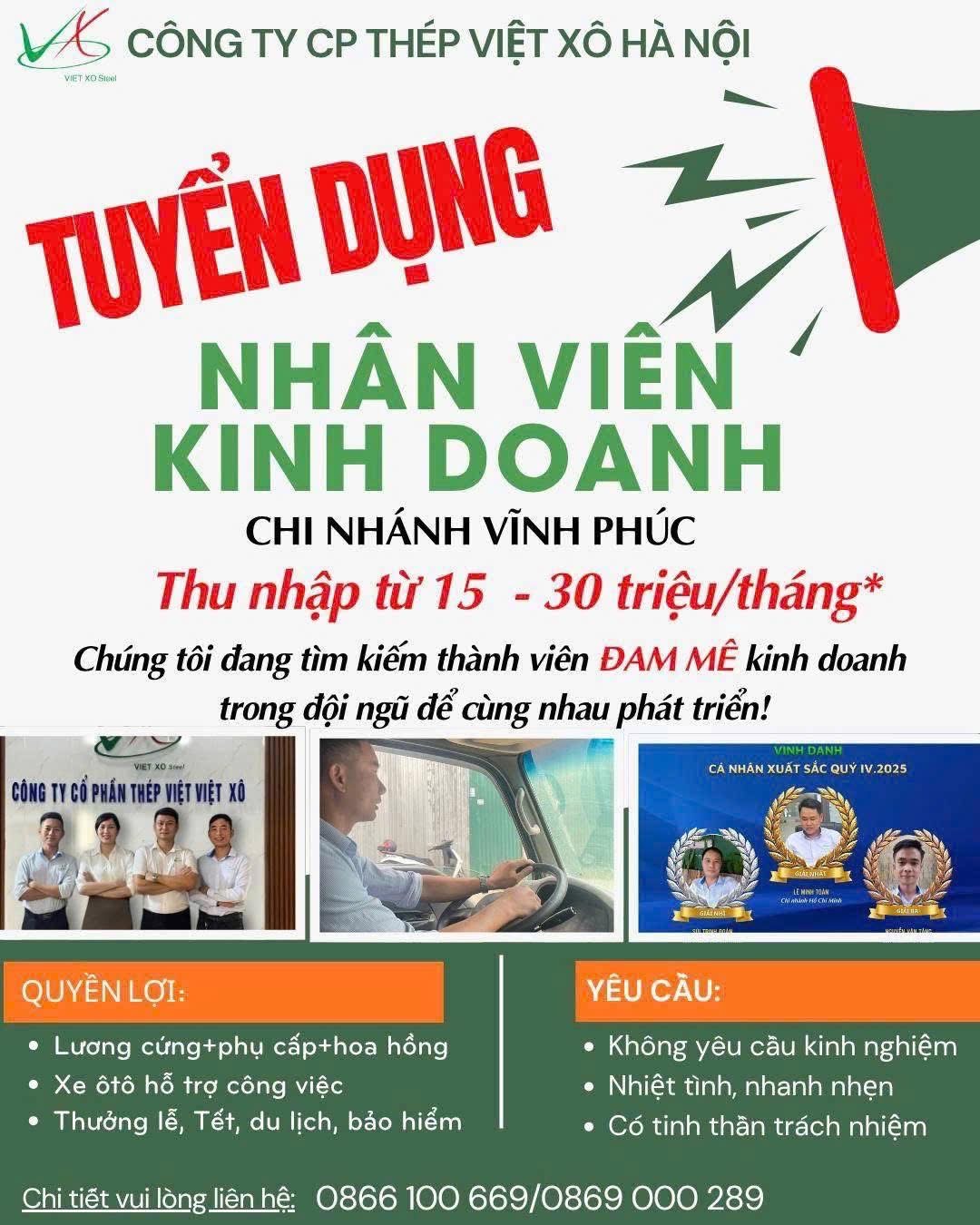 công ty cổ phần thép việt xô hà nội văn phòng vĩnh phúc hình ảnh tuyển dụng
