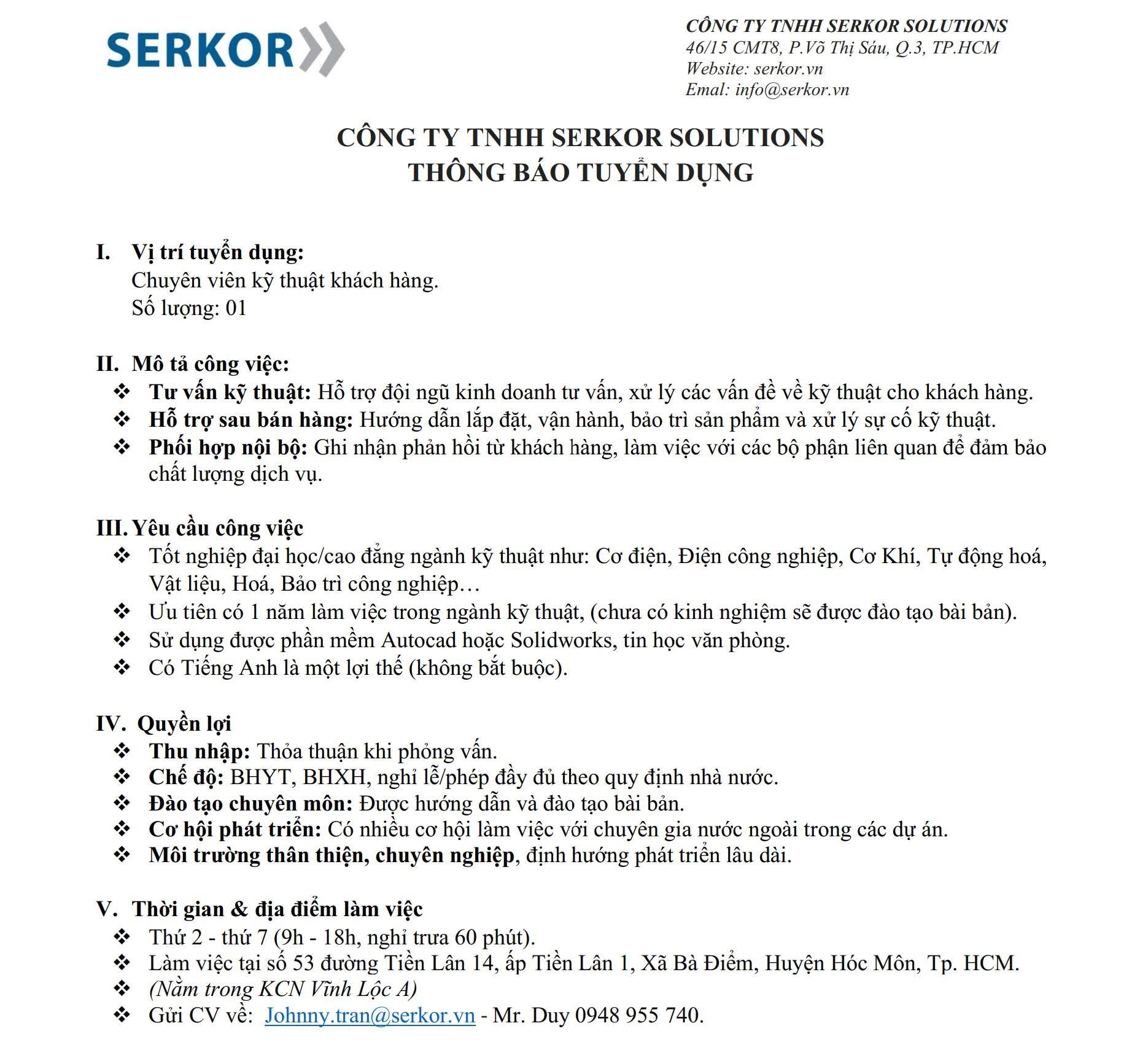 công ty TNHH serkor solutions hình ảnh tuyển dụng