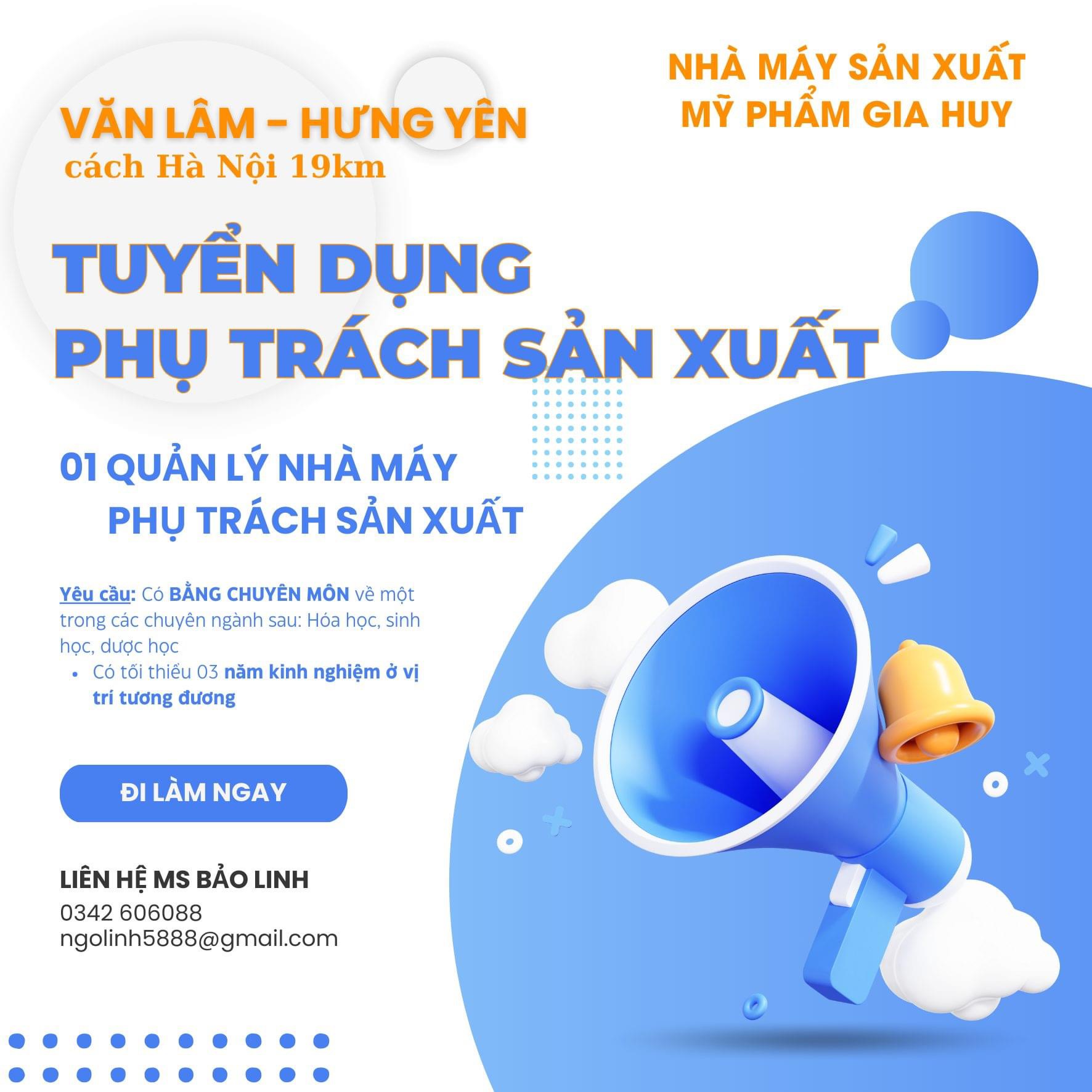 nhà máy sản xuất mỹ phẩm gia huy hình ảnh tuyển dụng