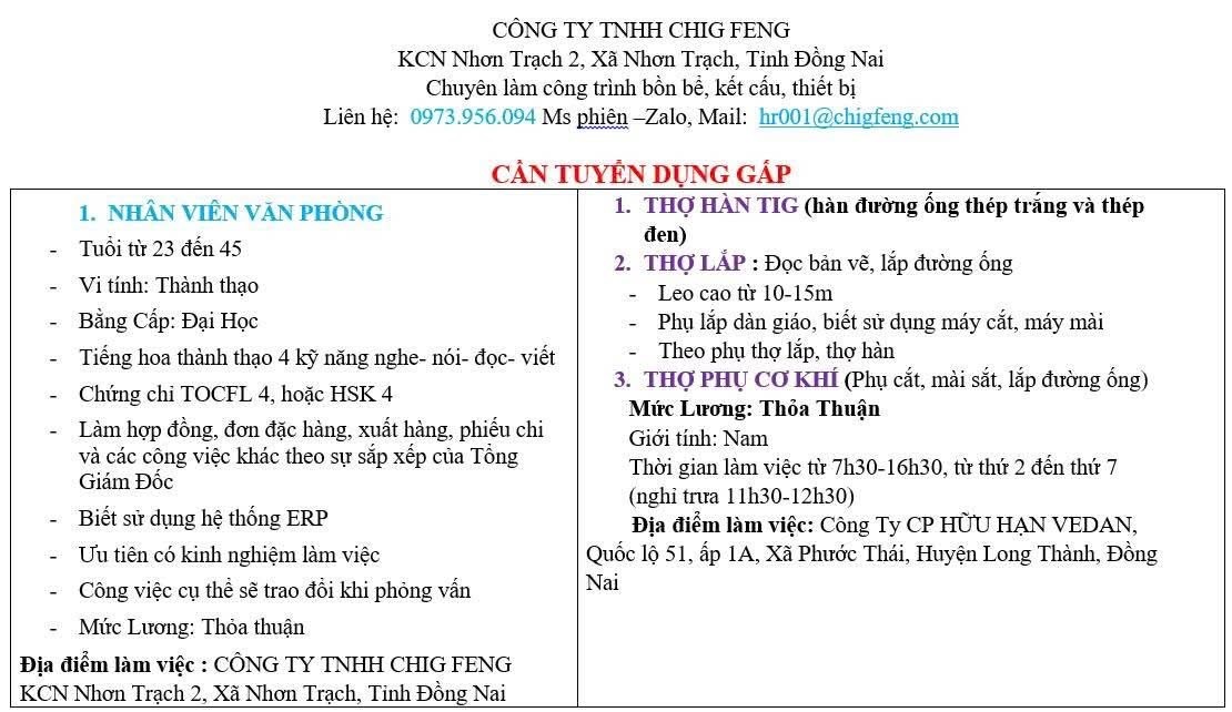 công ty TNHH chig feng
công ty có 100% vốn trung quốc
chuyên làm công trình bồn bể, kết cấu, thiết bị image