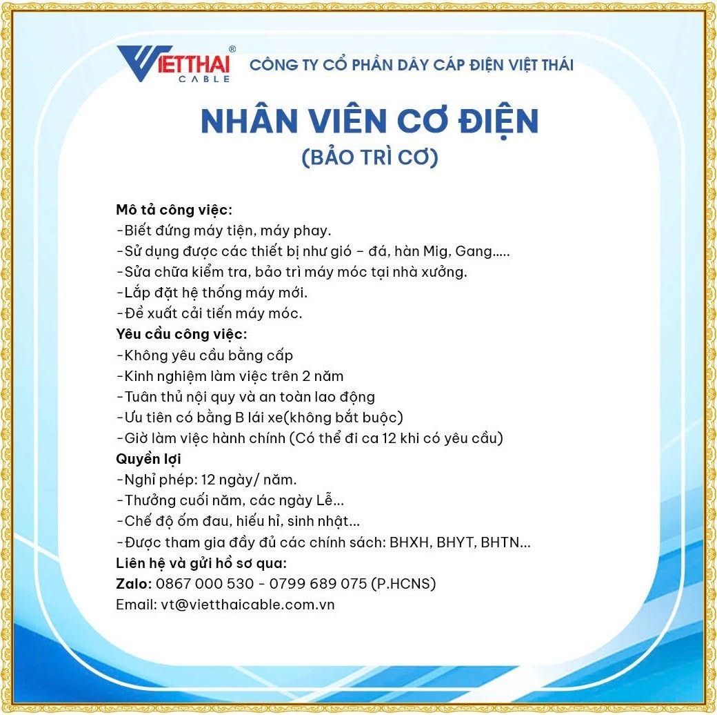 công ty cổ phần dây cáp điện việt thái
công ty chuyên sản xuất dây cáp có lõi đồng hoặc nhôm. image