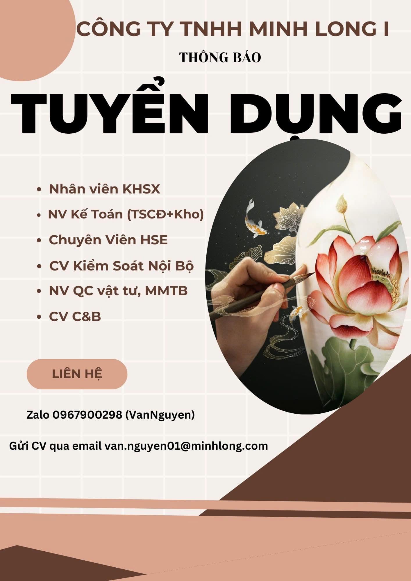 công ty TNHH minh long 1 hình ảnh tuyển dụng