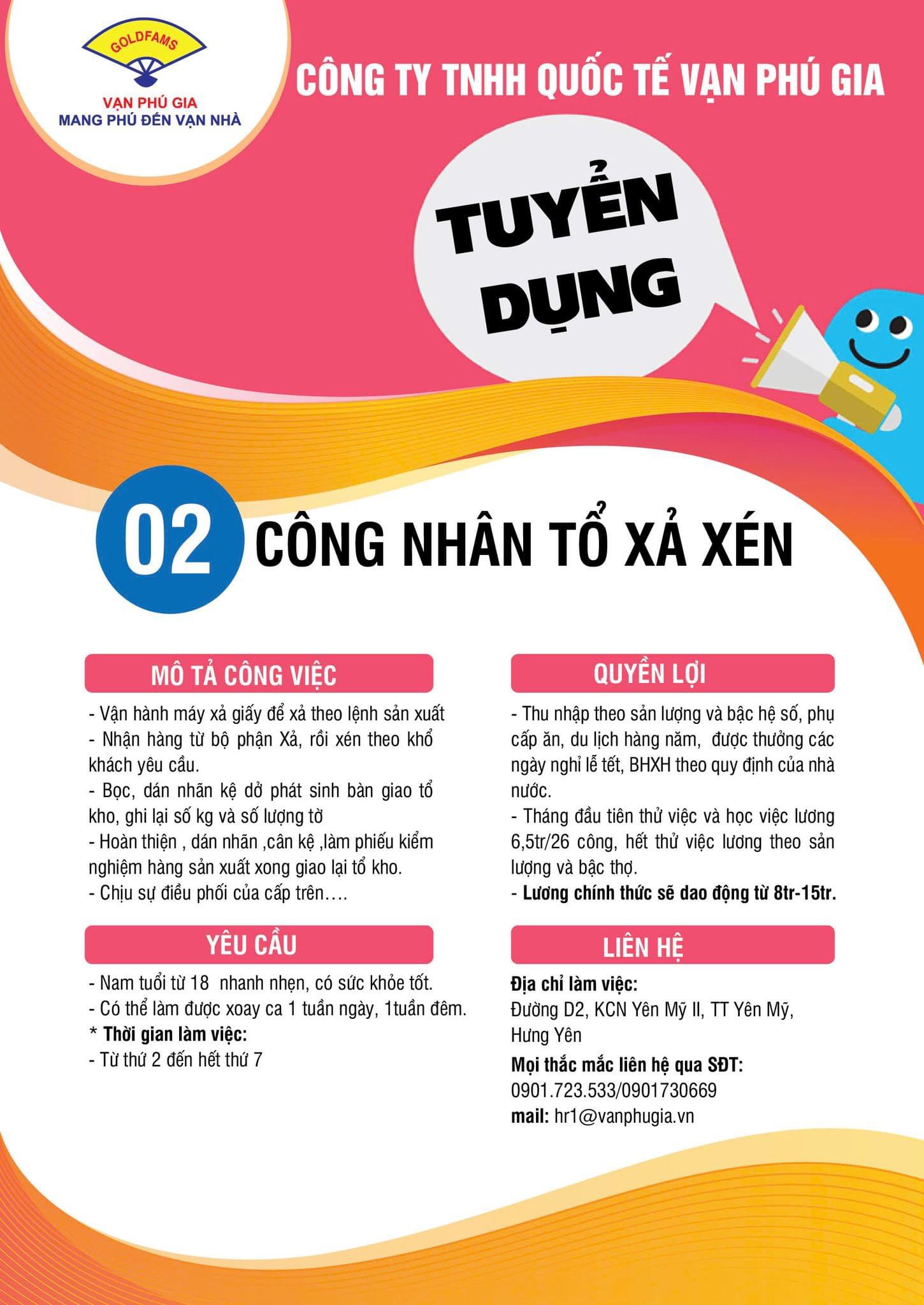 công ty TNHH quốc tế vạn phú gia hình ảnh tuyển dụng