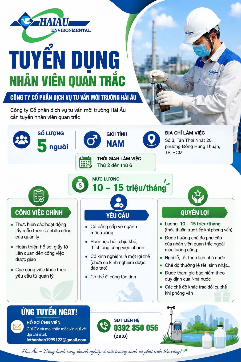 công ty cổ phần dịch vụ tư vấn môi trường hải âu hình ảnh tuyển dụng