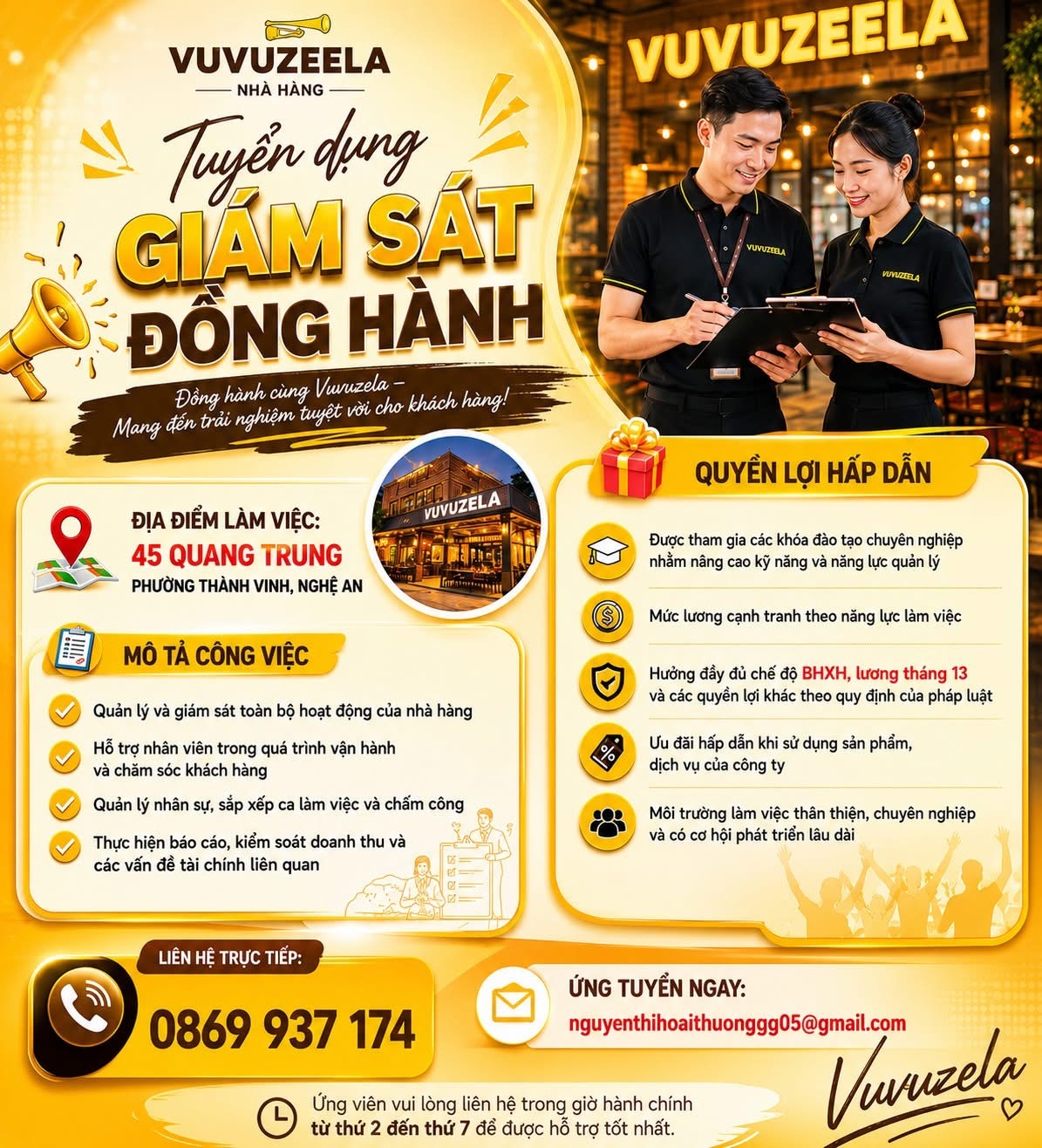 nhà hàng vuvuaela 45 quang trung hình ảnh tuyển dụng