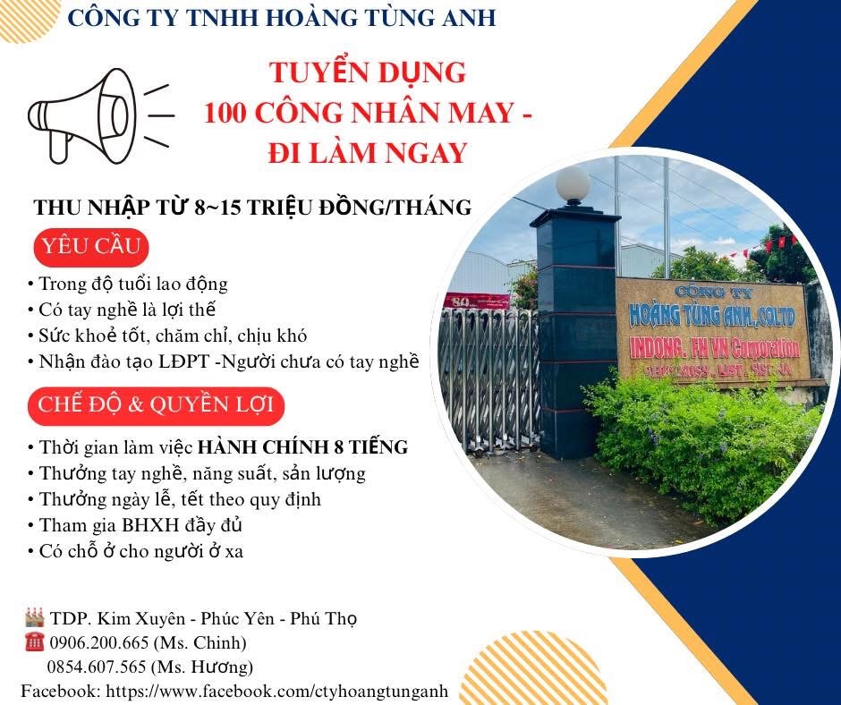 công ty TNHH hoàng tùng anh
công ty chuyên gia công quần áo. image