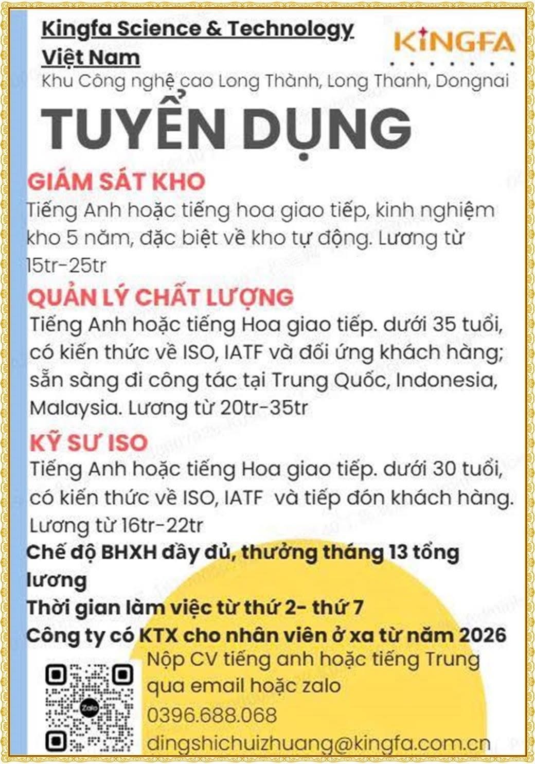 công ty TNHH kingfa science & technology việt nam
công ty có 100% vốn nước ngoài.
chuyên sản xuất các sản phẩm từ nhựa image
