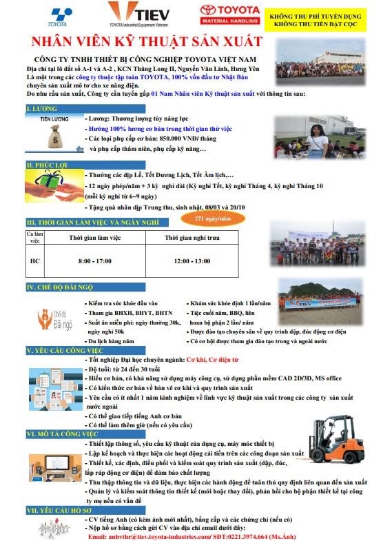 công ty TNHH thiết bị công nghiệp toyota việt nam
công ty có 100% vốn nhật bản
chuyên sản xuất motor cho xe nâng điện image