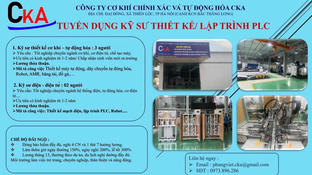 công ty TNHH cơ khí chính xác và tự động hoá cka hình ảnh tuyển dụng