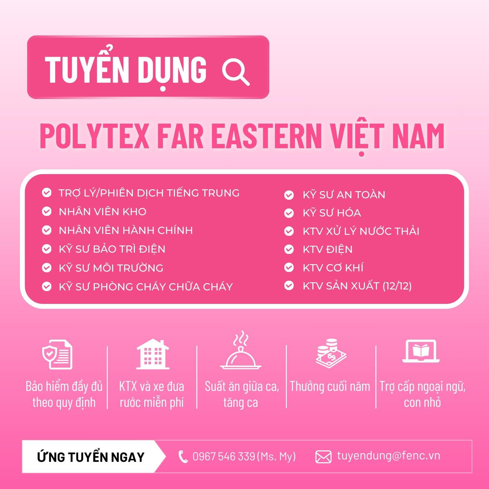 công ty TNHH polytex far eastern việt nam
công ty có 100% vốn đài loan
chuyên sản xuất sợi, dệt
 image