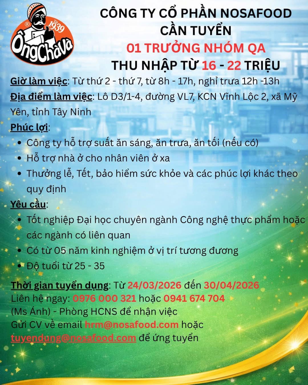 công ty cổ phần nosafood hình ảnh tuyển dụng