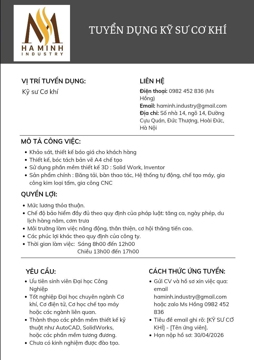 công ty TNHH thiết bị công nghiệp hà minh
công ty chuyên gia công băng tải, băng truyền...
 image