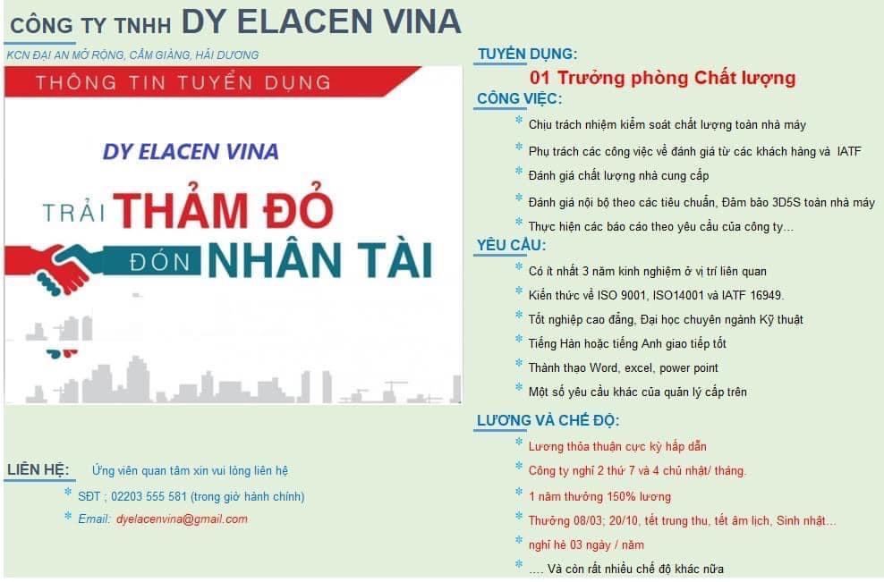 công ty TNHH dy elacen vina hình ảnh tuyển dụng