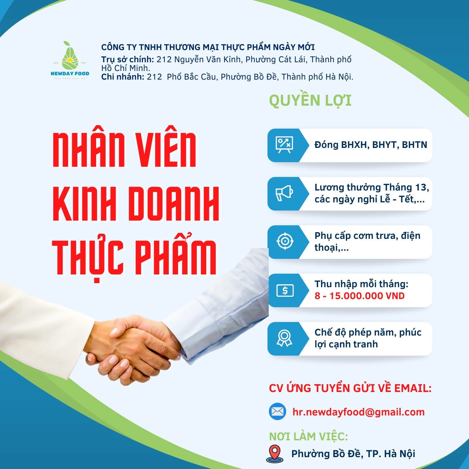 công ty TNHH thương mại thực phẩm ngày mới- chi nhánh hà nội hình ảnh tuyển dụng