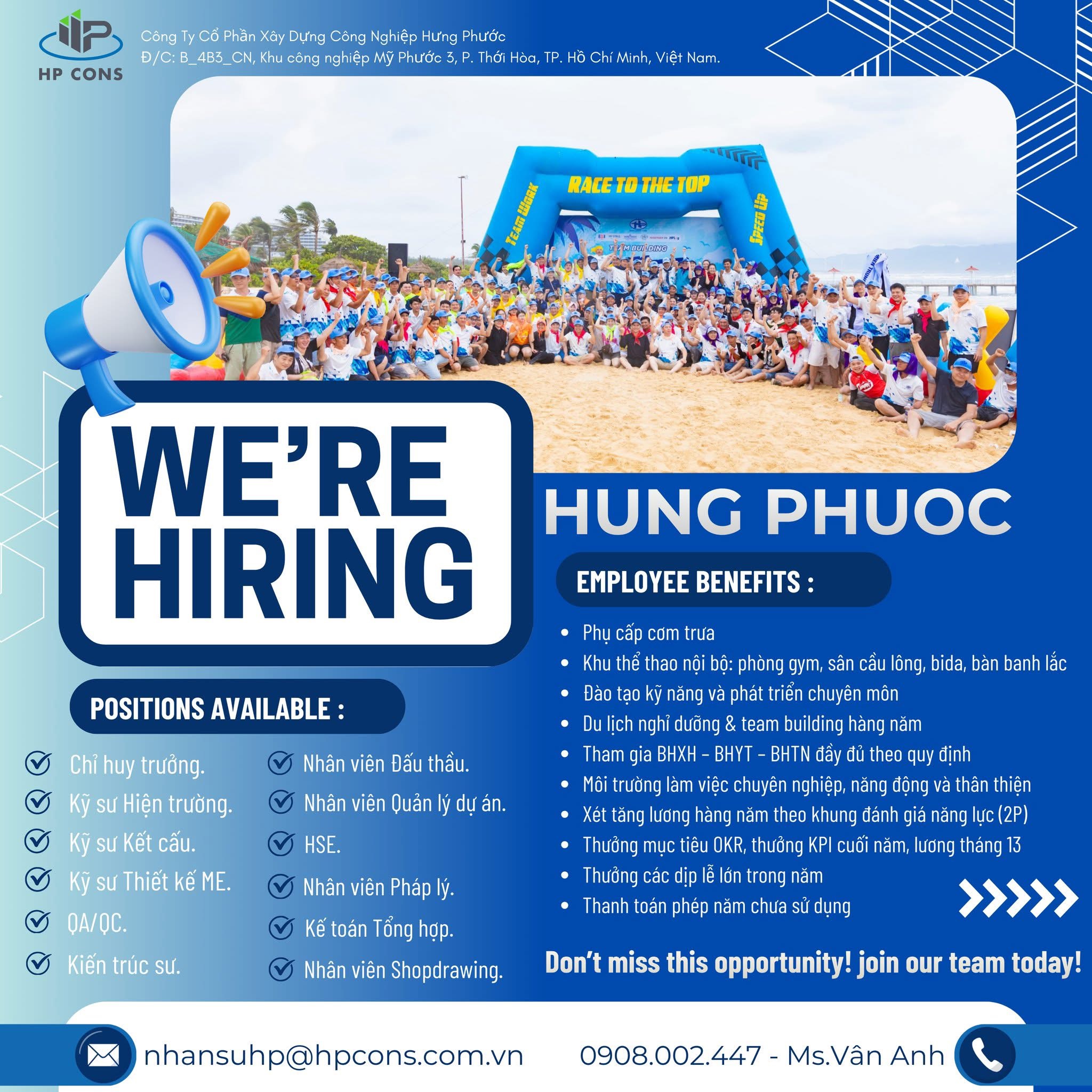 công ty cổ phần xây dựng công nghiệp hưng phước hình ảnh tuyển dụng