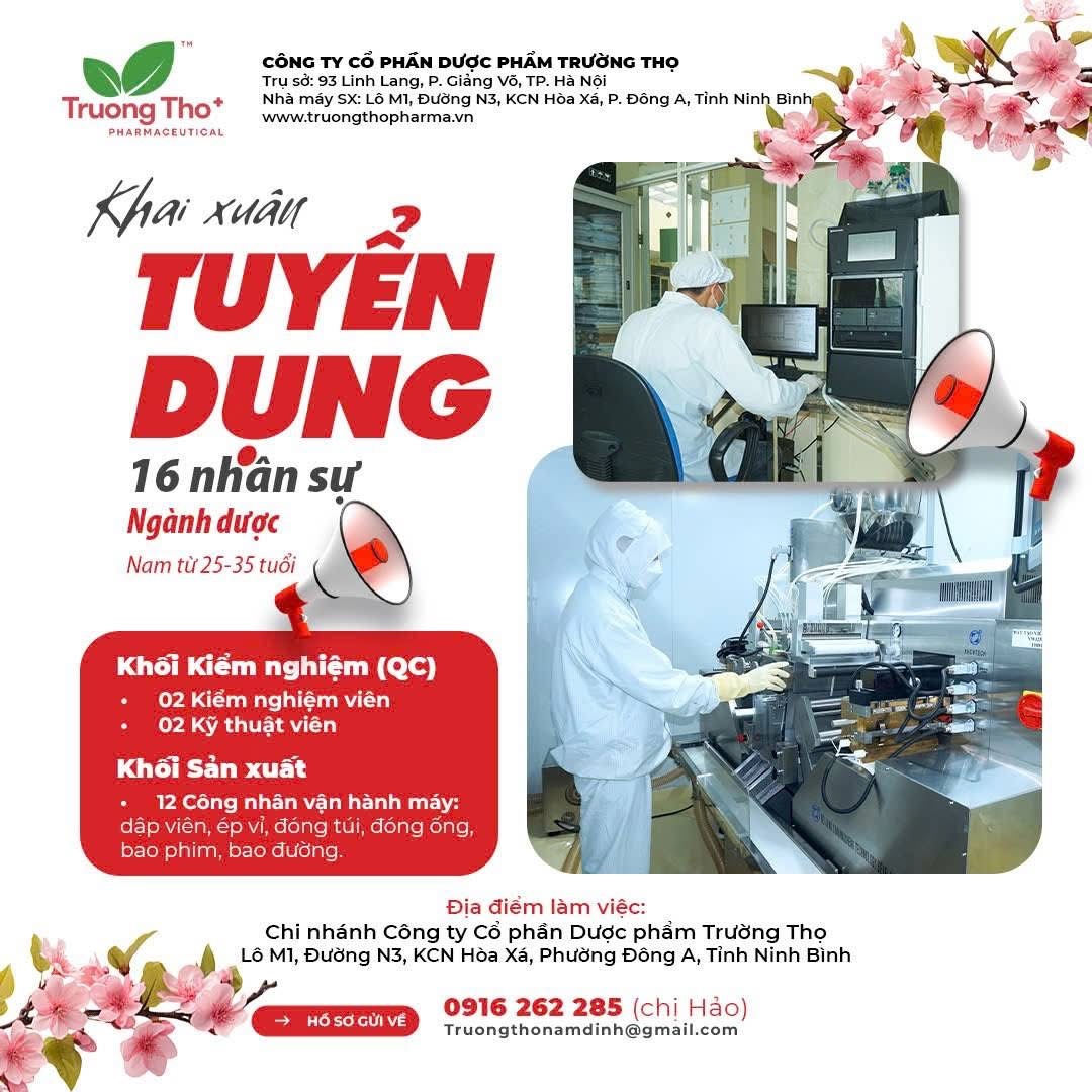 công ty cổ phần dược phẩm trường thọ hình ảnh tuyển dụng