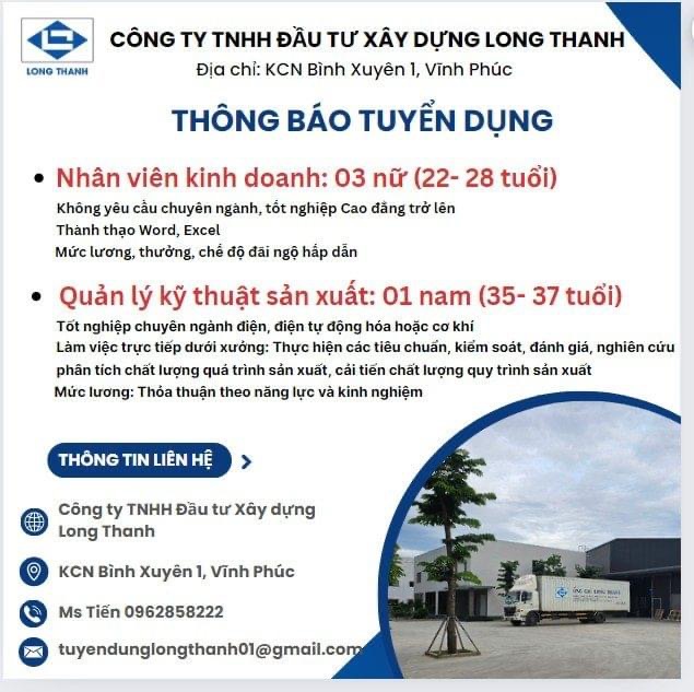 công ty TNHH đầu tư xây dựng long thanh hình ảnh tuyển dụng