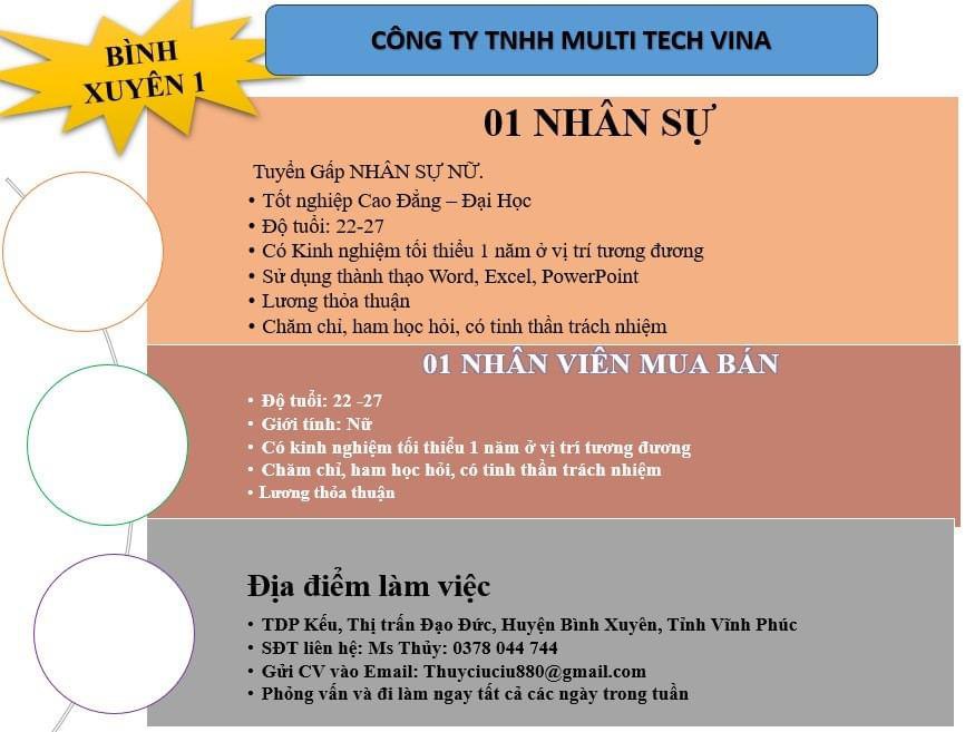 công ty TNHH multi tech việt nam
công ty có 100% vốn hàn quốc
chuyên sản xuất linh kiện điện tử. image