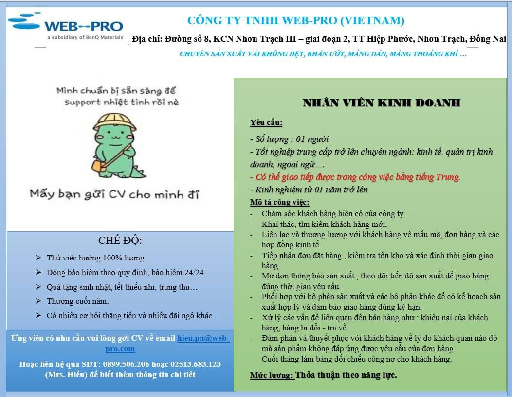 công ty TNHH web-pro việt nam hình ảnh tuyển dụng