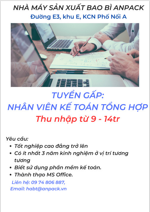 nhà máy sản xuất bao bì anpack hình ảnh tuyển dụng