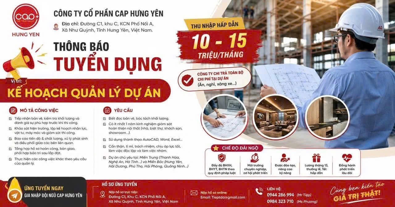 công ty cổ phần cap hưng yên hình ảnh tuyển dụng