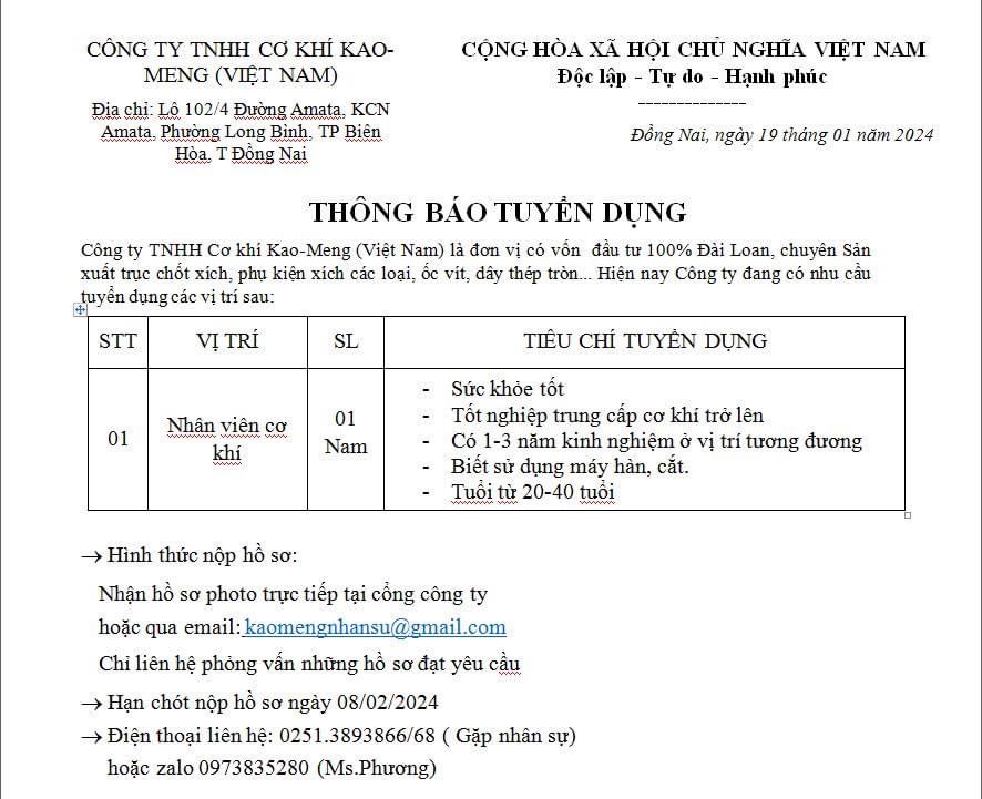 công ty TNHH cơ khí kaomeng việt nam
công ty có 100% vốn đài loan
chuyên sản xuất trục chốt xích, phụ kiện xích các loại. image