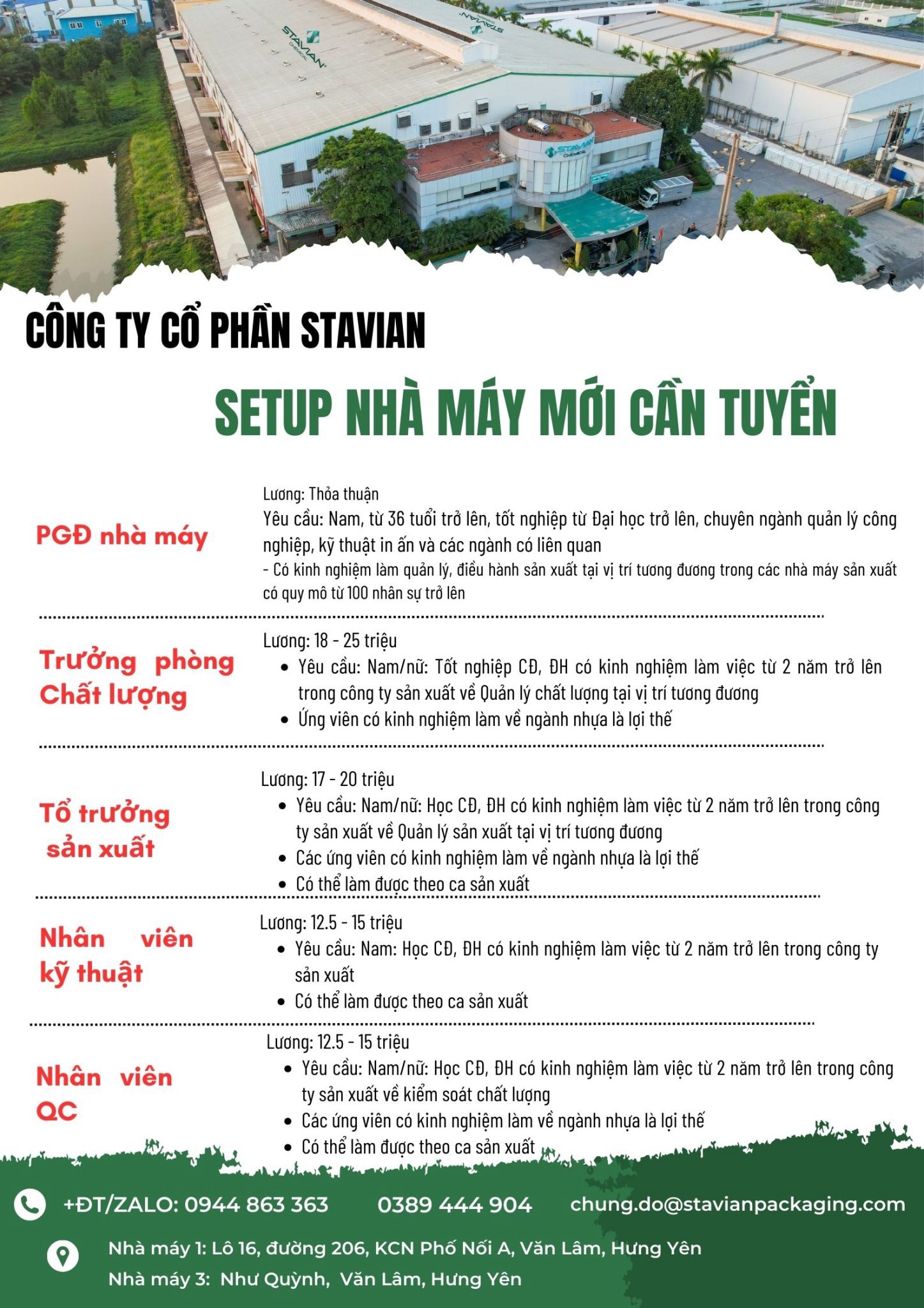 công ty cổ phần stavian, setup nhà máy mới bên hưng yên.
công ty chuyên về nhựa nilong. image