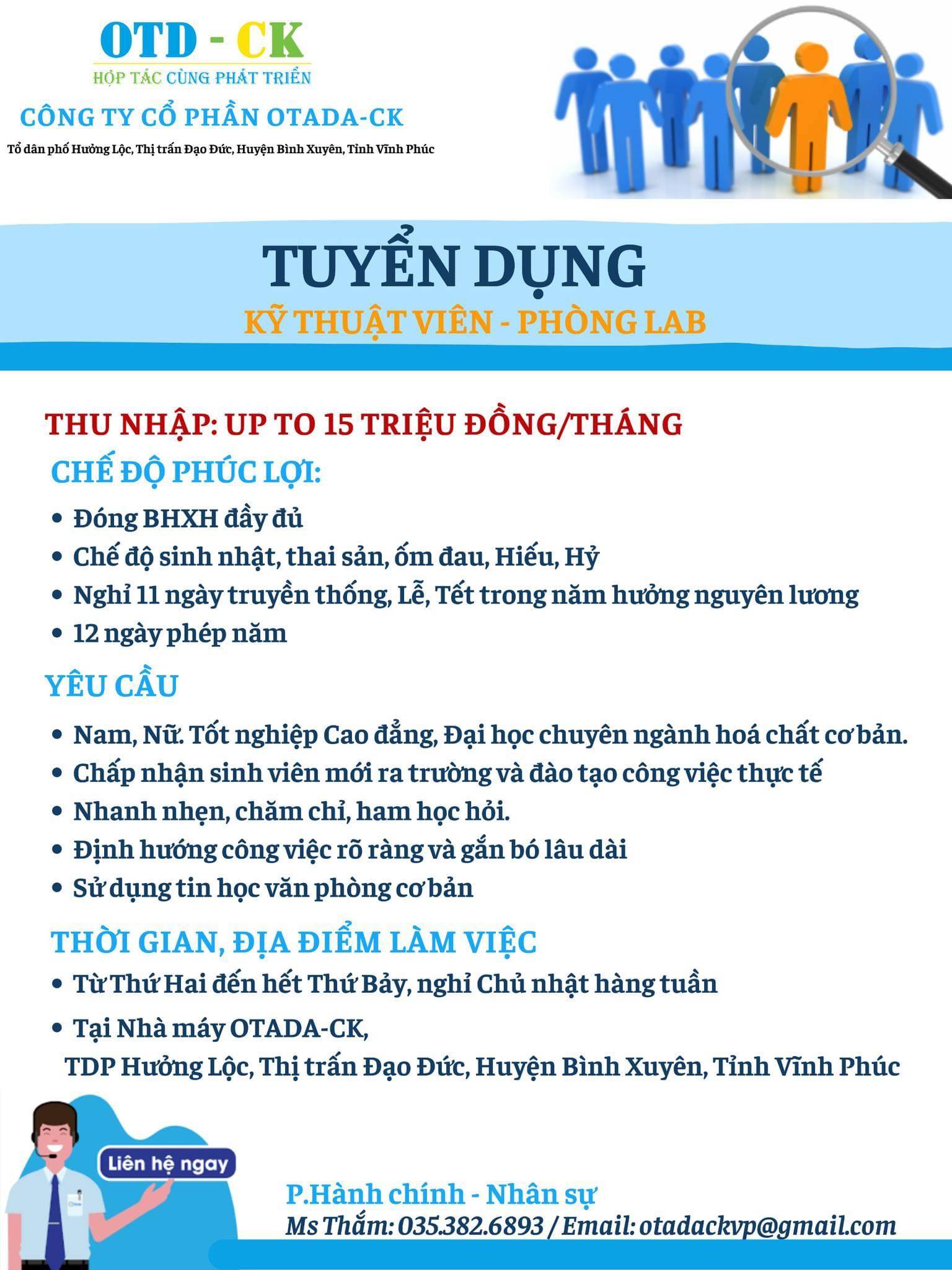 công ty cổ phần otada-ck hình ảnh tuyển dụng