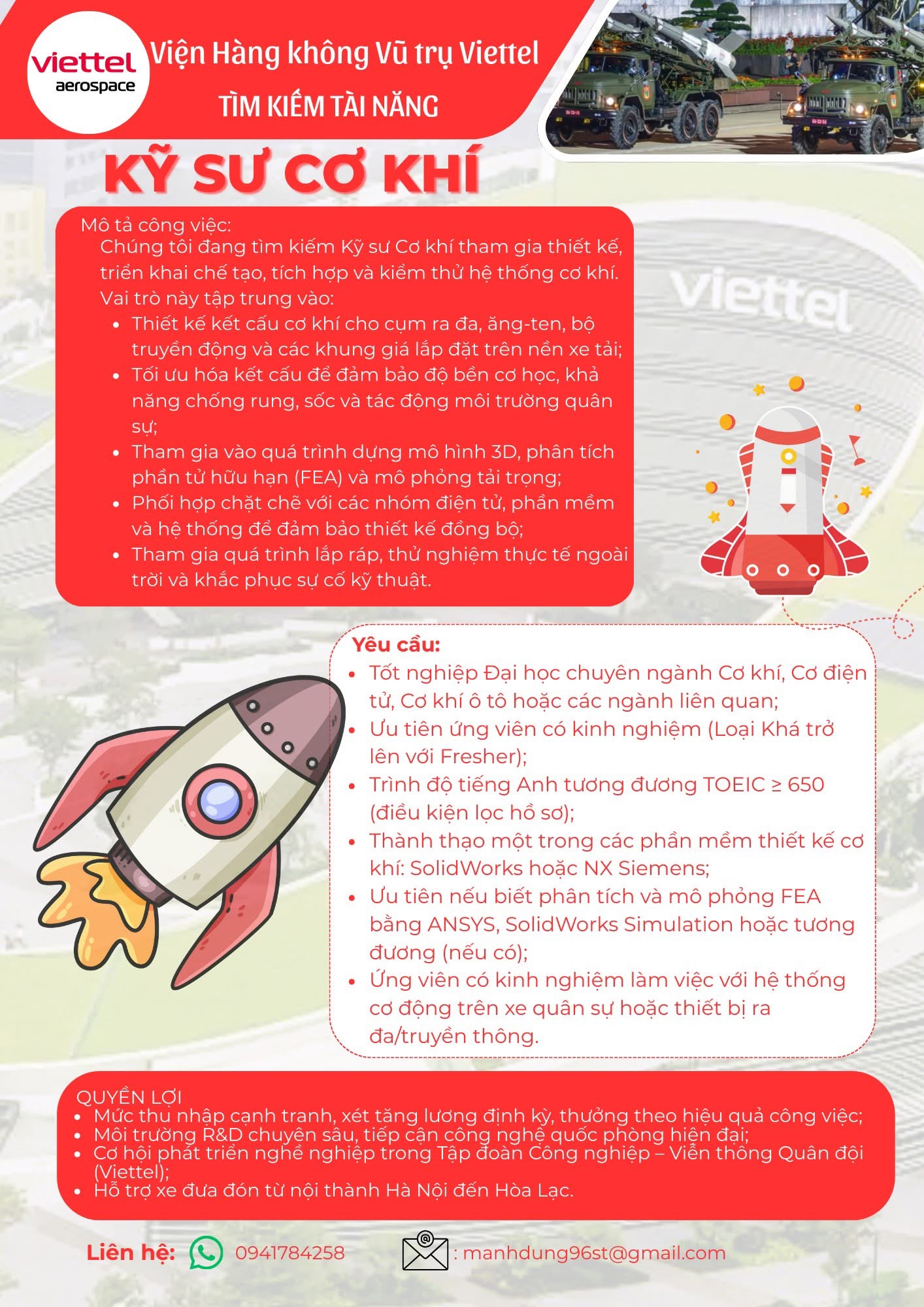 viện hàng không vũ trụ viettel hình ảnh tuyển dụng