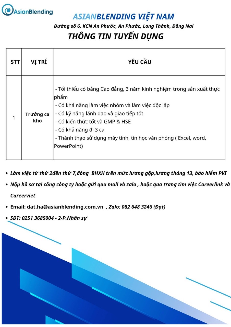công ty TNHH asianblen ding
công ty có 100% vốn singapo
chuyên sản xuất bánh kẹo, đồ uống image