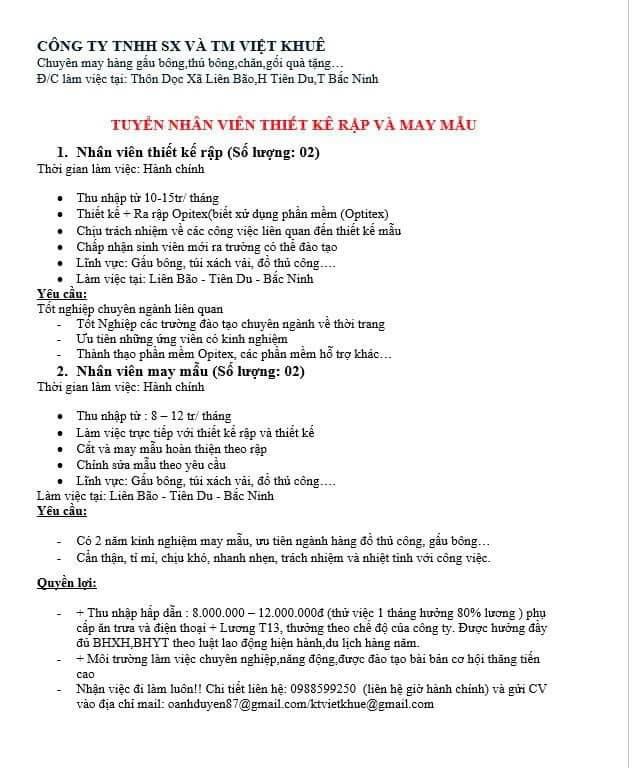 công ty TNHH sản xuất và thương mại việt khuê
công ty chuyên may hàng gấu bông, chăn gối, quà tặng
 image