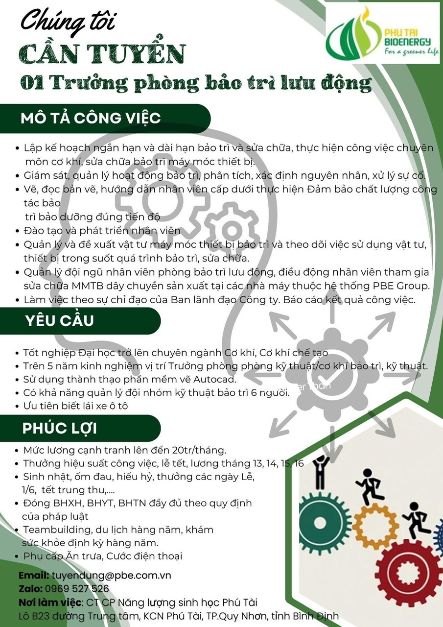công ty cổ phần năng lượng sinh học phú hà hình ảnh tuyển dụng
