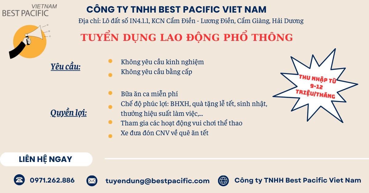 công ty TNHH best pacific việt nam
công ty có 100% vốn nước ngoài
chuyên sản xuất vải dệt kim, đan móc.. image