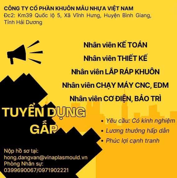 công ty cổ phần khuôn mẫu nhựa việt nam hình ảnh tuyển dụng