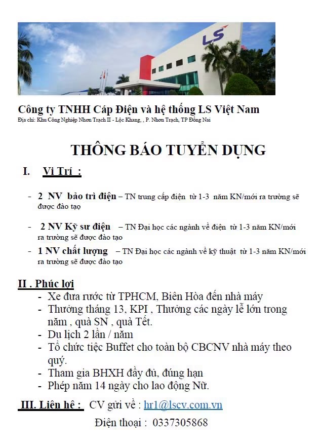 công ty TNHH cáp điện và hệ thống ls việt nam
công ty chuyên sản xuất dây cáp điện, cáp thông tin.. image