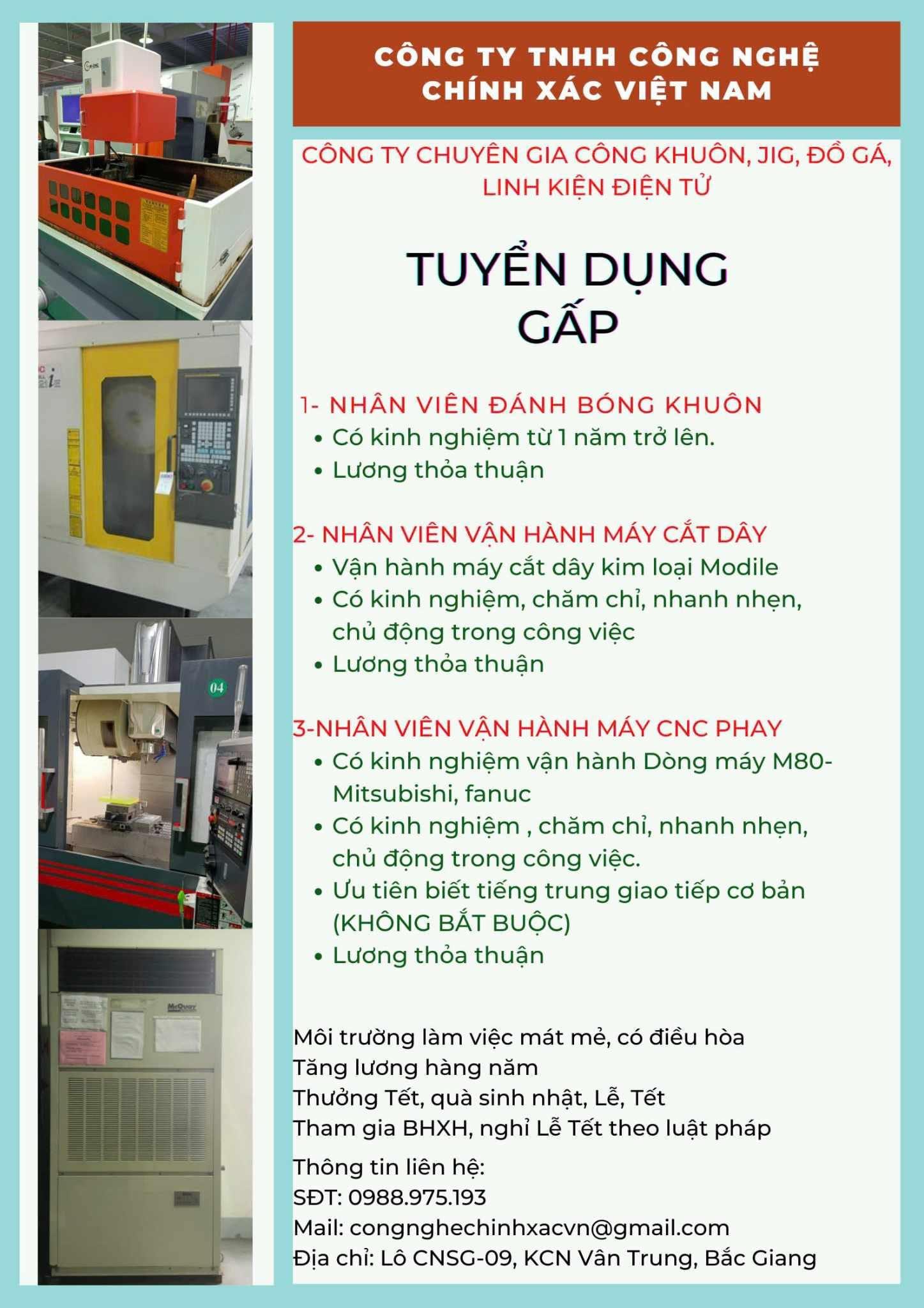 công ty TNHH công nghệ chính xác việt nam hình ảnh tuyển dụng