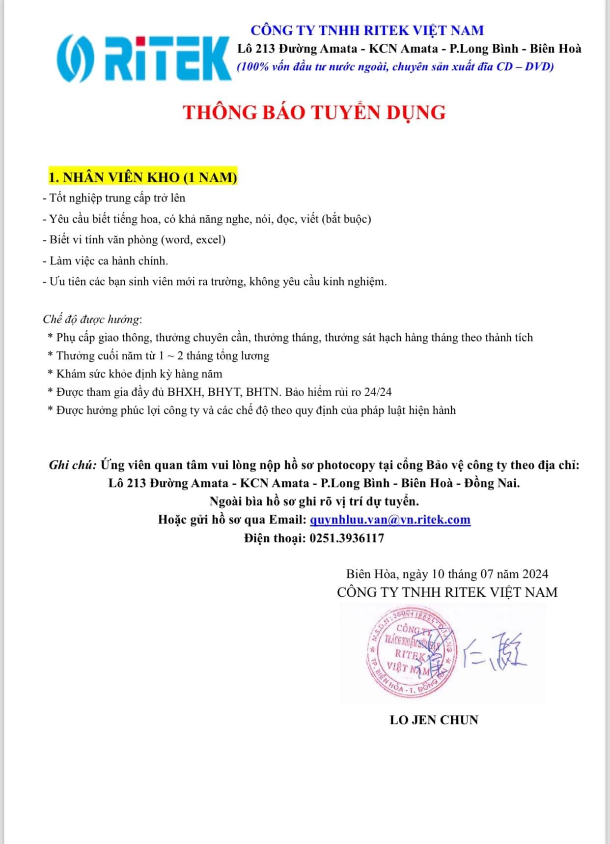 công ty TNHH ritek việt nam
công ty có 100% vốn nước ngoài.
chuyên sản xuất đĩa CD-DVD
 image