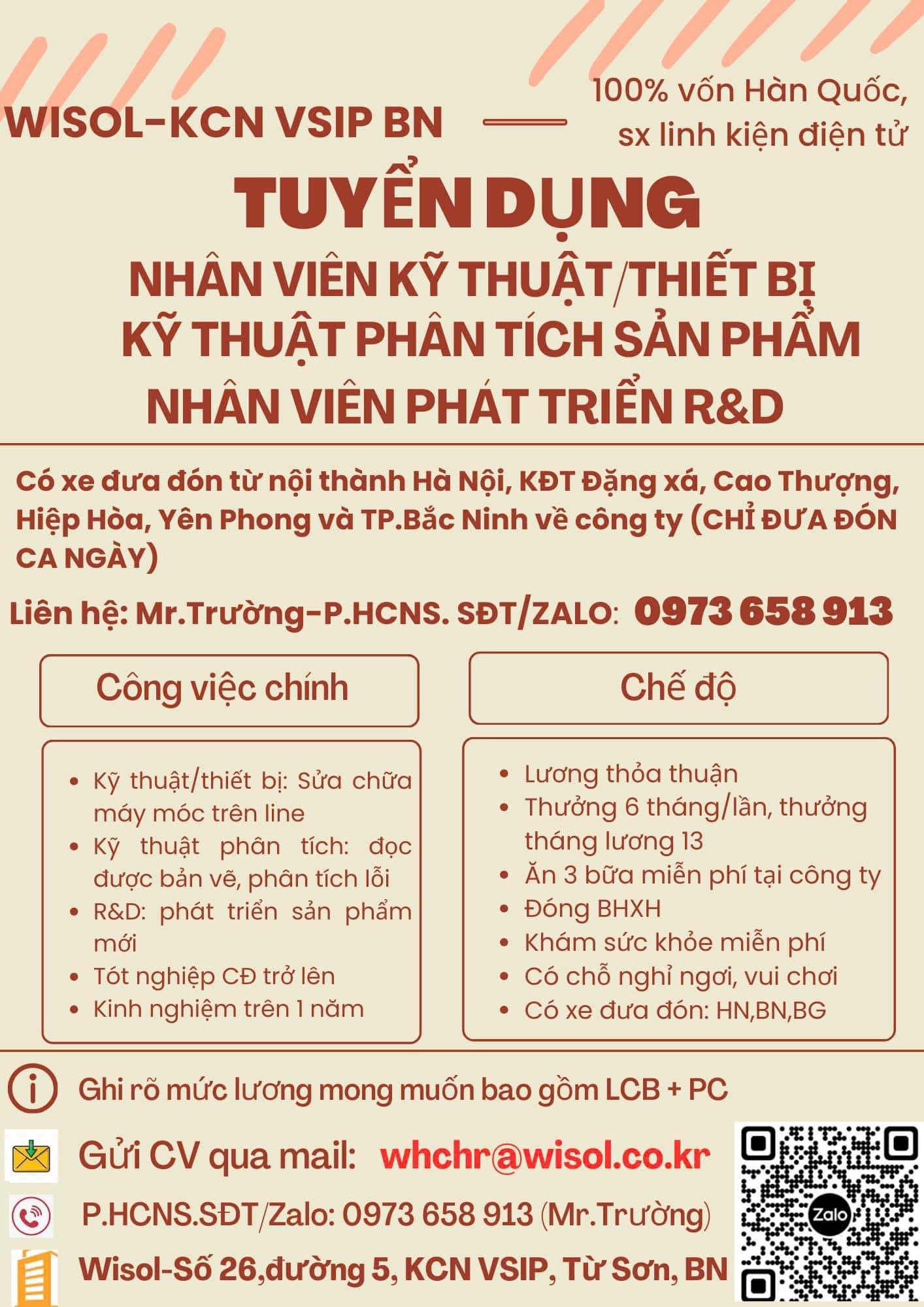 công ty TNHH wisiol hình ảnh tuyển dụng