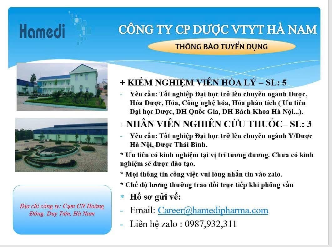 công ty cổ phần dược vật tư y tế hà nam
công ty chuyên sản xuất thuốc, dược liệu
 image