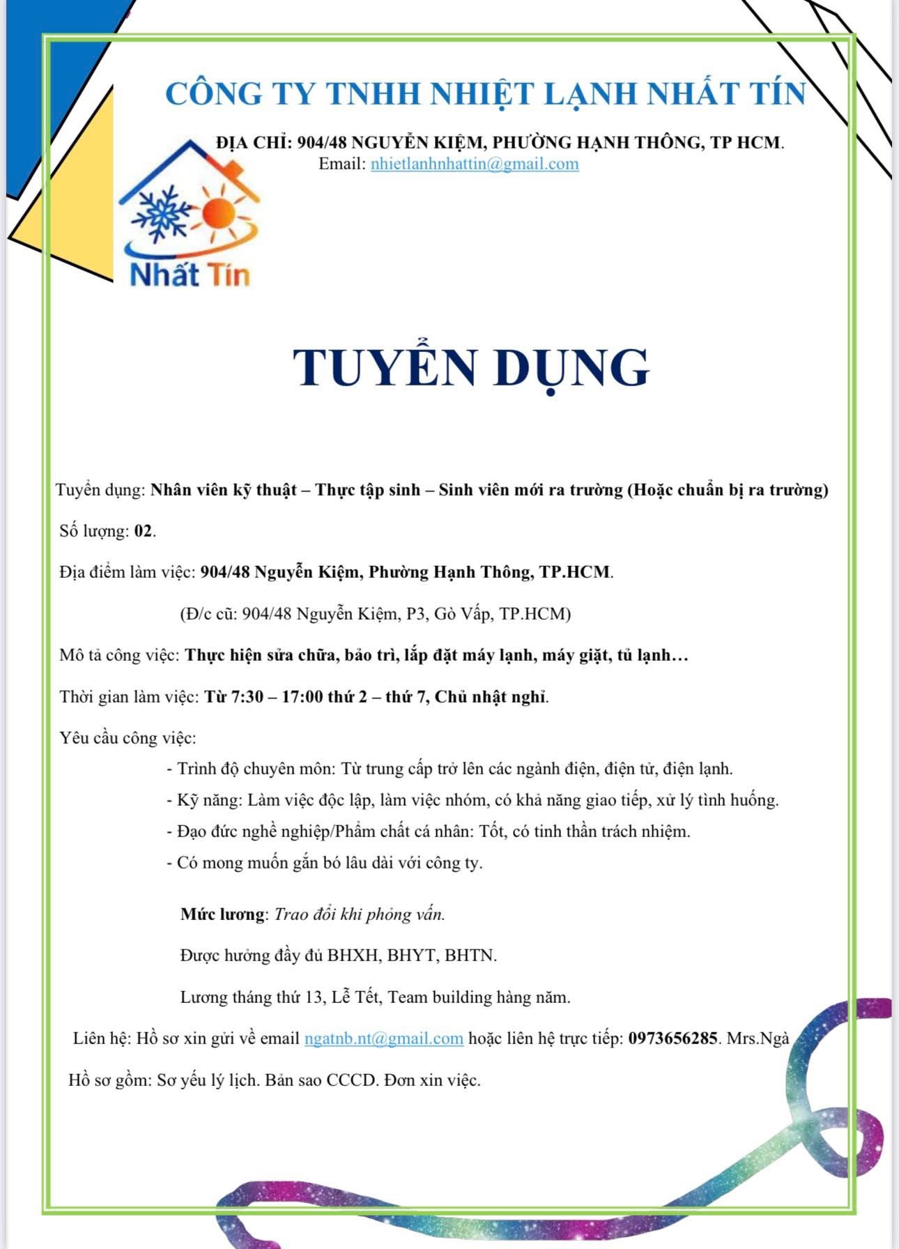 công ty TNHH nhiệt lạnh nhất tín
công ty chuyên buôn bán lắp đặt điều hoà, tủ lạnh, máy giặt. image